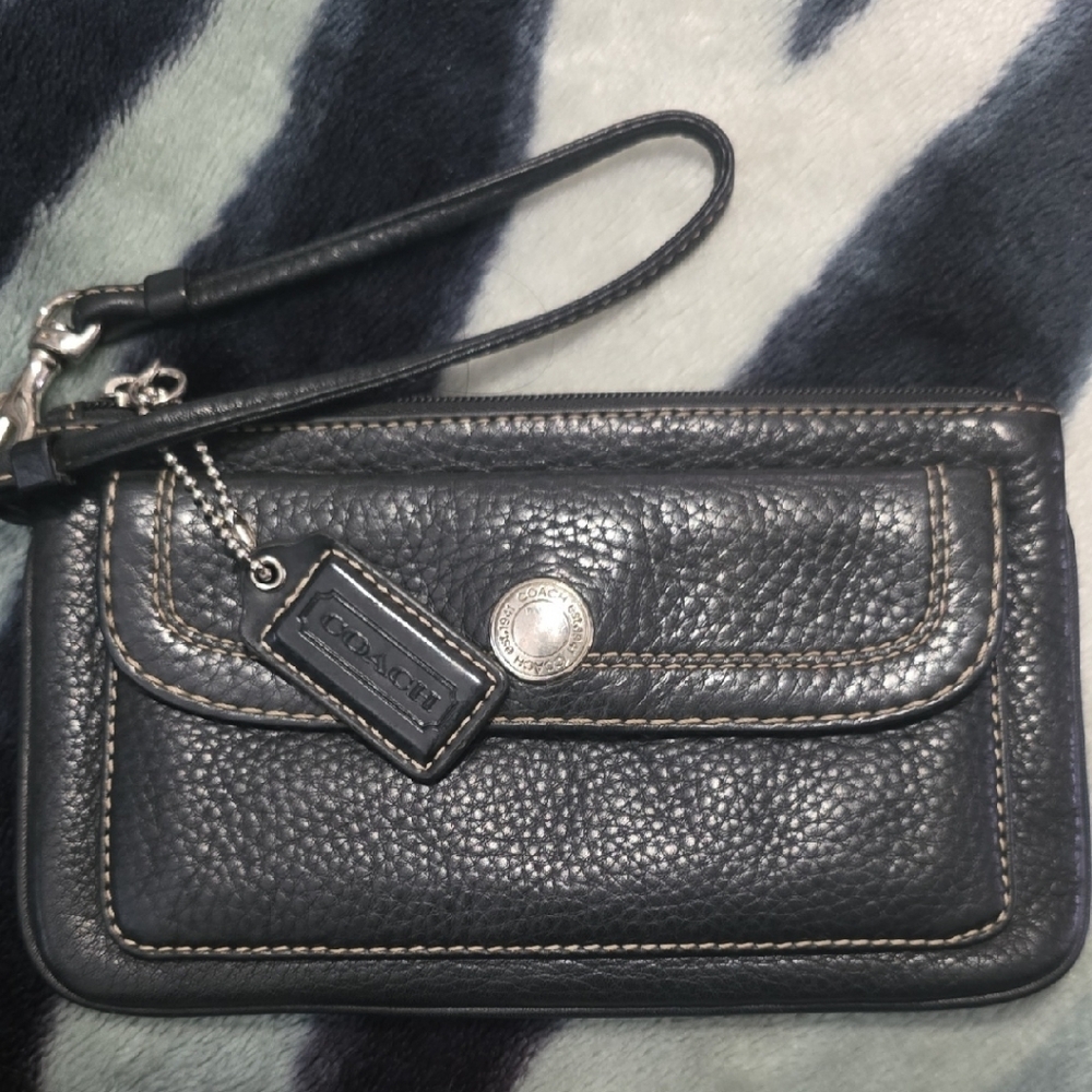 Coach Black Leather Wristlet